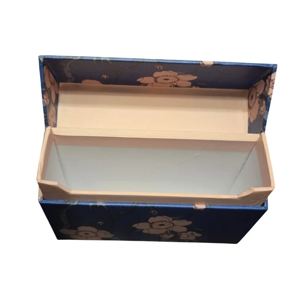 Galison Hokusai Weeping Cherry Woodblock Print Keepsake Box Blue Floral Small